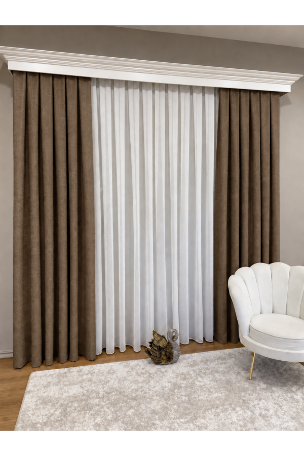 Keten Fon Perde Brillant Marka 1/3 En Sık Pile - A.CAMEL- Kod - 18482