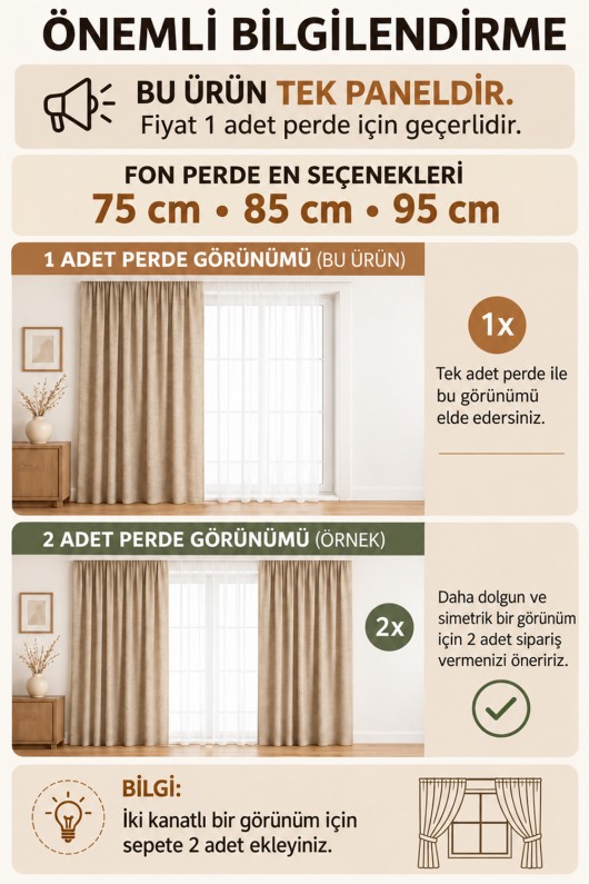 Keten Fon Perde Brillant Marka 1/3 En Sık Pile - A.CAMEL 