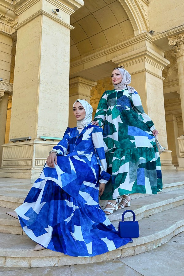 Alya Desenli Elbise - Mavi Alya Desenli Elbise - Mavi